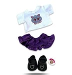 Teddy Bear Clothes Cat T-shirt Purple Skirt Outfit & Shoes fits Build a Bear (Purple)