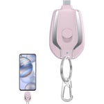 1500mah Nyckelring Telefonladdare, Mini Power Emergency Pod kompatibel Iphone eller Type-c Snabbladdning Power Bank Nyckelring Pink For Type-c