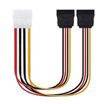 Blendend Câble d'alimentation SATA 5,25" (Molex 4 broches) mâle vers 2 x SATA femelle, longueur de 30 cm, idéal pour configurer plusieurs connexions de disque dur ou SSD.