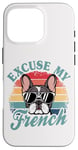 Coque pour iPhone 16 Pro Bulldog français Excuse My French Vintage Bulldog Lover