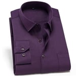 RIQWOUQT Homme Chemise Fleurie Manches Longues,Stretch Anti-Rides Chemise pour Homme Violet À Manches Longues Chemise pour Homme en Coton Slim Fit Social Business Shirt Shirt M-3Xl,M