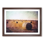 Big Box Art Hay Bales Painting Framed Wall Art Picture Print Ready to Hang, Walnut A2 (62 x 45 cm)