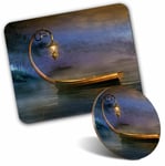 Mouse Mat & Coaster Set - Vintage Artistic Lamp Boat Mystical  #13287