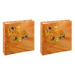 Hama Singo Memo Photo Album | 22 x 22cm | Fits 200 10 x 15cm photos | 100 Pages | Orange (Pack of 2)