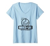 Womens Bruce Lee The Little Dragon Chest Logo V-Neck T-Shirt