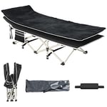 YITAHOME Folding Camping Beds for adults, Heavy Duty Sturdy Camp Bed with Extra Thicker Mattress, Stronge Thicker Tubes Sleeping Cot for Outdoor Travel Office, Black