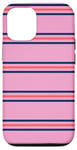 Coque pour iPhone 12/12 Pro Rose Bleu Marine Rayé Girly Esthétique Preppy Stripe