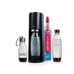 SodaStream Terra Sparkling Water Maker with 1L Refill Water Bottle & Quick Connect CO2 Gas Bottle for Home Carbonated Water. My Only Bottle included, 500ml Fizzy Drink Bottle & Reusable Water Bottle