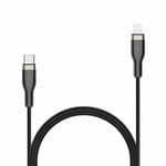 Fast flettet serie USB-C/Lightning-kabel - 2 meter svart