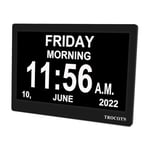 TROCOTN dementia clock, digital clock with date and day for elderly, alzheimers clock day clock large display calendar clock (10 Inches Black)