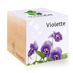 Feel Green Ecocube Violette, Idée Cadeau (100% Ecologique), Grow-Your-Own/Kit Prêt-à-Pousser, Plantes Dans Des Cubes En Bois 7.5cm, Produit En Autriche, naturel