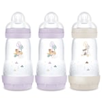 MAM - Lot 3 Biberons Easy Start Anti-Colique 260 ml tétine débit 2 - Lilas + Lilas + Sable