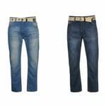 Jeans Denim Lee Cooper Belted Mens Trouser Bottoms Pants