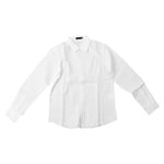 (White M)Male Button Up Shirt Turn Down Collar Plain Color Male Long Sleeve