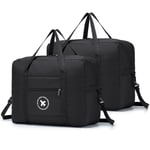 BAGZY Sac de Voyage Sac Bagage 45 x 36 x 20 cm Sac Cabine Pliable Sac Voyage Sac Organisateur Voyage Cabine Sac a Bagage Portable Avion Bagage Cabine Pliable Sac Weekend Rangement (Noir x2)