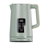 Cello Electric Digital Kettle with Temperature Control, 3000W Rapid Boil, LED Display, Cordless Sage Green Design BPA-Free, 1.7L Capacity, Auto Shut-Off and Boil Dry Protection 2024 Model