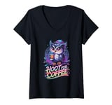 Womens Funny Owl Hoot For Coffee Lovers V-Neck T-Shirt