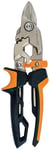 Fiskars Cisaille Aviateur, Coupe Droite, Jusqu'à 40% de puissance en plus, Longueur 25 cm, Acier/Plastique, Noir/Orange, PowerGear, 1027207