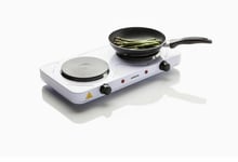 WHITE DOUBLE TWIN 2KW ELECTRIC HOB HOT PLATE TABLE TOP HOTPLATE PORTABLE COOKER