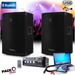 Pack sono 600W total + Ampli PLS1250 + 2 Enceintes 300W PA DJ SONO MIX LED LIGHT soirée Familiale Bar Club Maison