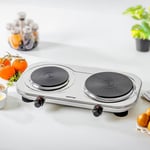 Hot Plate Electric Cooker Double Portable Powerful Table Top Hob 2500W Geepas