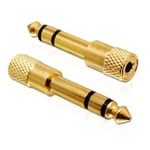 2-Pack - Hörlursadapter 6.35 mm Hane - 3.5 mm Hona - AUX Guld