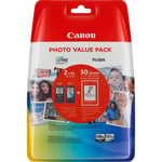 Canon PG-540 XL/CL-541XL Photo Value Pack - 2-pack - Høy ytelse - svart  farge (cyan  magenta  gul) - 50 ark - 100 x 150 mm - blekkpatron/papirsett