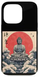 Coque pour iPhone 13 Pro Kamakura Grande statue de Bouddha vintage japonais Art sur bois