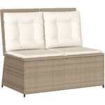 Vidaxl - Banc inclinable de jardin avec coussins beige résine tressée Beige and cream