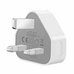 3 Pin Plug USB Mains Charger Adapter, Apple Style, Fast Speed Universal UK