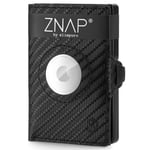 ZNAP Airtag Portefeuille en Cuir | Étui pour Cartes de crédit | Portefeuille Homme Petit | Blocage RFID et Fin I Porte-Cartes Air Tag – 12 Cartes – Carbone