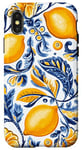 Coque pour iPhone X/XS Blanc moderne Paisley Côte italienne avec citrons Amalfi de