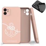 Coque rose Iphone 12 12 PRO ancre blanc personnalisee