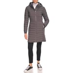 Calvin Klein Women's Long Puffer Jacket Down Coat, Light-Weight Forged Iron, L