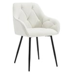 WOLTU Chaise de Salle à Manger, Chaise de Cuisine Rembourrée avec Dossier, Accoudoirs, Pieds en Métal, Chaise Ergonomique pour Salon, Bureau, Coiffeuse, en Velours, Crème, EZS02cm-1