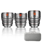 7artisans Objectif cinéma Professionnel T2.1 10mm/16mm/25mm, Cadre S35 Compatible avec Monture Canon RF-S pour Red Komodo/Komodo X/Canon C70/R7/R50/R10 (Gris Titane)