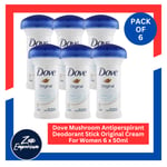 Dove Mushroom Antiperspirant Deodorant Stick Original Cream For Women 6 x 50ml