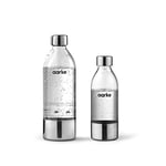 2 x Aarke PET Bottle for Sparkling Water Maker Carbonator 3, BPA free with Details in Steel, 0.8 Litres & 0.45 Litres