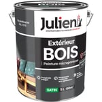 Peinture Bois Microporeux Extérieur Satin - Portes, fenêtres, portails, mobilier de jardin - Gris Anthracite 5 l - Julien