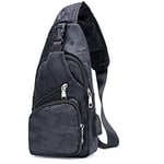 flintronic Sacoche Homme Bandouliere, Sac à Poitrine avec Chargement USB et Port pour Écouteurs, Sac à Dos de Voyage pour Homme & Femme (avec 1*Câble USB)