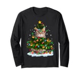 Xmas Lighting Santa Maine Coon Cat Christmas Tree Long Sleeve T-Shirt