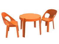 resol Rita Set Enfant de 2 chaises et 1 Table, Plastique et polypropylène, Orange, 60 x 51 x 78 cm, Lot de 3