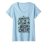 Womens Funny Saint Patricks Day Irish Pride Shamrock Lucky Green V-Neck T-Shirt