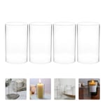 4Pcs Lamp Clear Shade Shades for Glass Pillar Candle Holders Lamp Shade