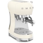 Smeg ECF02CRUK Retro 50s Style Espresso Coffee Machine with Frother In Cream