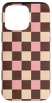 Coque pour iPhone 15 Pro Max Rose Pop Art Carreaux Marron Design Classique