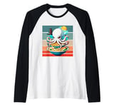 Octopus Ramen Japanese food pagoda playful cute Sea bowl Raglan Baseball Tee