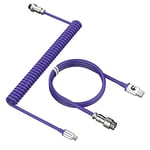 MAMBASNAKE C01 Coiled Keyboard Cable, Pro Custom USB-C Aviator Cable for Mechanical Keyboard, Type-C to USB-A, TPU Spring Cable with Detachable Metal Aviation Connector for PC Gaming Keyboard-Purple