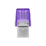 Kingston Technology DataTraveler microDuo 3C USB-minnepenn 256 GB USB Type-A / USB Type-C 3.2 Gen 1 (3.1 Gen 1) Rustfritt stål, Lilla