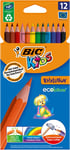 BIC Kids Evolution Coloured Pencils, Vivid Extra Resistant BIC Pencils, 12 Pack